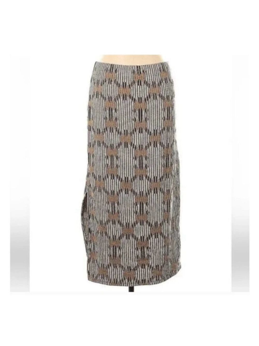 Anthropologie Neutral Jacquard Knit Long Skirt, M - Picture 4 of 8